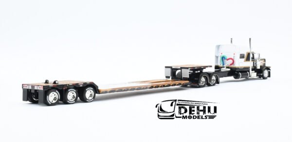 Tráiler a Escala 1/64 Peterbilt 389 Techo Medio Con Remolque Lowboy Fontaine Renegade LXT40 de 3 ejes con Eje plegable, 60-1301 DCP By First Gear - Imagen 5