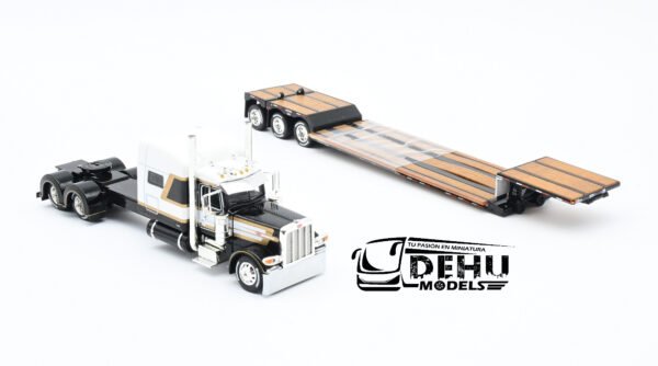 Tráiler a Escala 1/64 Peterbilt 389 Techo Medio Con Remolque Lowboy Fontaine Renegade LXT40 de 3 ejes con Eje plegable, 60-1301 DCP By First Gear - Imagen 6