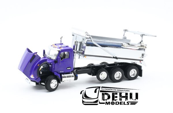 Camión a Escala 1/64 Kenworth T800 Rogue Dump Truck Volteo de 3 Ejes Morado - Cromo, 60-1414 DCP By First Gear - Imagen 8