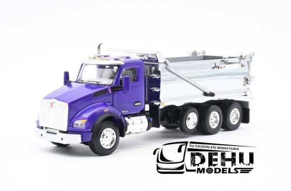 Camión a Escala 1/64 Kenworth T800 Rogue Dump Truck Volteo de 3 Ejes Morado - Cromo, 60-1414 DCP By First Gear