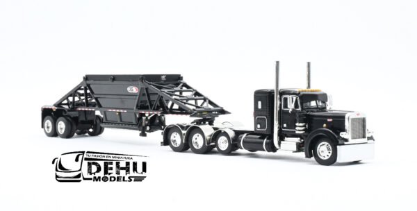 Tráiler a Escala 1/64 Peterbilt 379 Con Remolque de Volquete Inferior Manac Negro, 60-1614 DCP By First Gear - Imagen 3