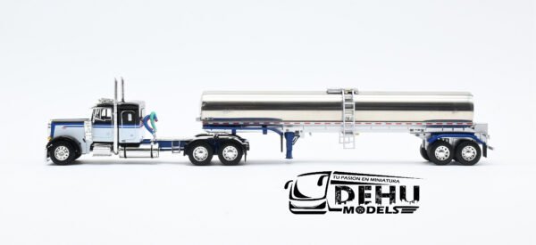 Tráiler a Escala 1/64 Peterbilt 379 Con Remolque Tanque Sanitario Walker Negro - Blanco - Cromo, 60-1220 DCP By First Gear - Imagen 9