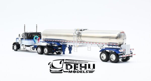 Tráiler a Escala 1/64 Peterbilt 379 Con Remolque Tanque Sanitario Walker Negro - Blanco - Cromo, 60-1220 DCP By First Gear - Imagen 8