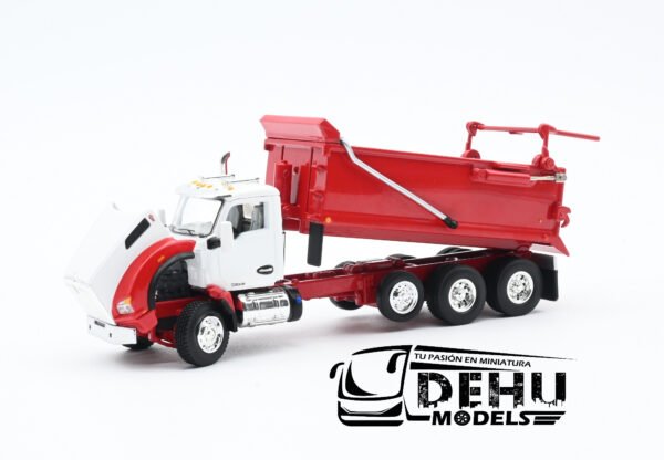 Camión a Escala 1/64 Kenworth T800 Rogue Dump Truck Volteo de 3 Ejes Blanco - Rojo, 60-1415 DCP By First Gear - Imagen 8