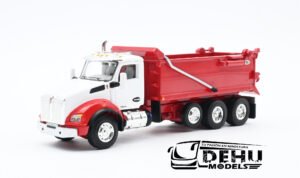 Camión a Escala 1/64 Kenworth T800 Rogue Dump Truck Volteo de 3 Ejes Blanco - Rojo, 60-1415 DCP By First Gear