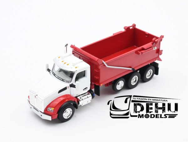 Camión a Escala 1/64 Kenworth T800 Rogue Dump Truck Volteo de 3 Ejes Blanco - Rojo, 60-1415 DCP By First Gear - Imagen 12