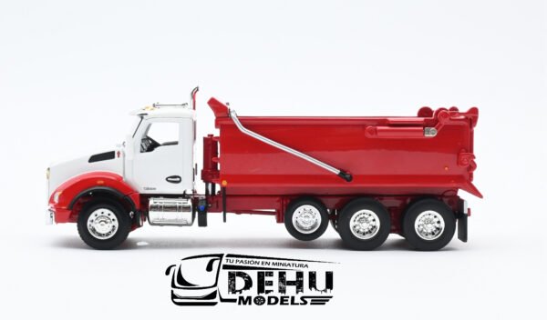 Camión a Escala 1/64 Kenworth T800 Rogue Dump Truck Volteo de 3 Ejes Blanco - Rojo, 60-1415 DCP By First Gear - Imagen 10