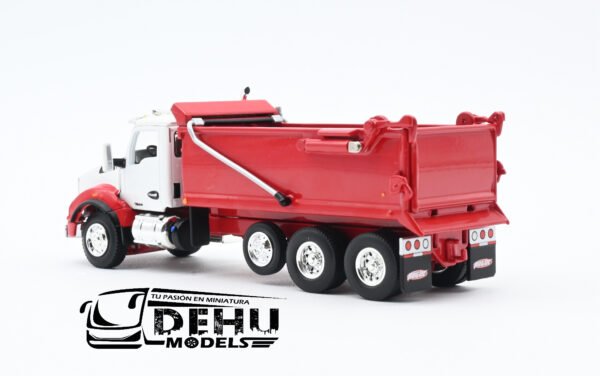 Camión a Escala 1/64 Kenworth T800 Rogue Dump Truck Volteo de 3 Ejes Blanco - Rojo, 60-1415 DCP By First Gear - Imagen 9