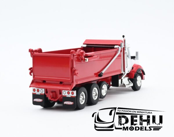 Camión a Escala 1/64 Kenworth T800 Rogue Dump Truck Volteo de 3 Ejes Blanco - Rojo, 60-1415 DCP By First Gear - Imagen 5