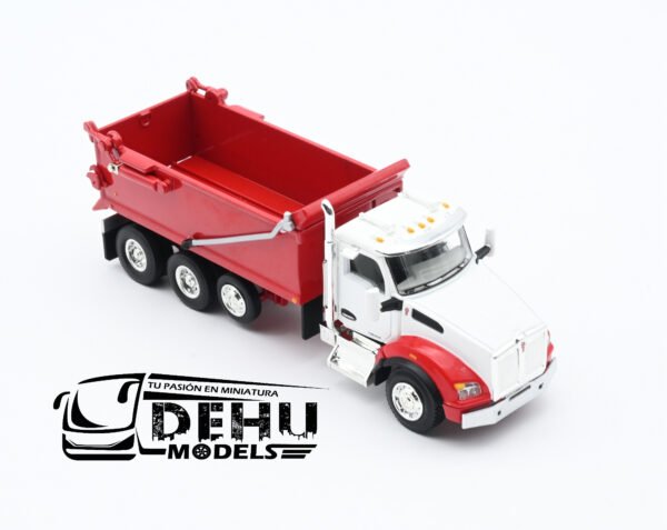 Camión a Escala 1/64 Kenworth T800 Rogue Dump Truck Volteo de 3 Ejes Blanco - Rojo, 60-1415 DCP By First Gear - Imagen 2