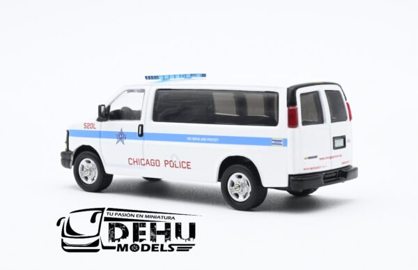Camioneta a Escala 1/64 Chevrolet Express Chicago Police Department Blanco - Rojo - Azul, CBP-023 596 Model - Imagen 6
