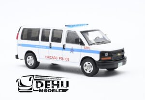 Camioneta a Escala 1/64 Chevrolet Express Chicago Police Department Blanco - Rojo - Azul, CBP-023 596 Model