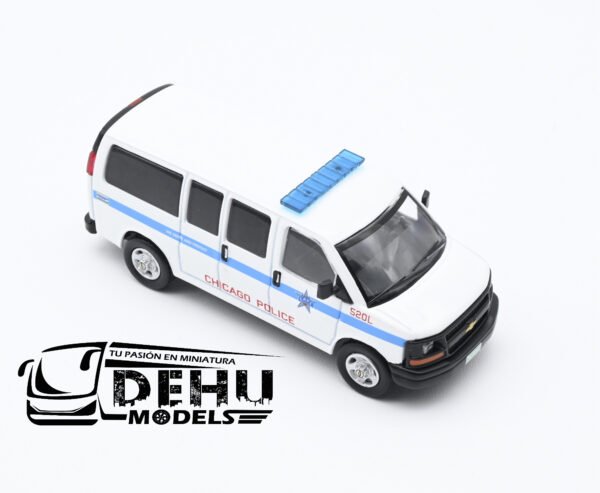 Camioneta a Escala 1/64 Chevrolet Express Chicago Police Department Blanco - Rojo - Azul, CBP-023 596 Model - Imagen 10