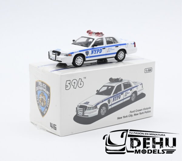 Auto a Escala 1/64 Ford Crown Victoria New York City, New York Police NYPD Blanco - Azul, CBP-046 596 Model - Imagen 11