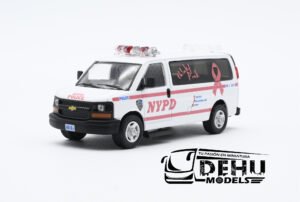Camioneta a Escala 1/64 Chevrolet Van Express New York City, New York Police NYPD Think Pink Blanco - Rosa, CBP-047 596 Model