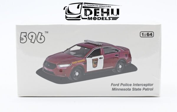 Auto a Escala 1/64 Ford Police Interceptor Sedan Minnesota State Patrol Marrón - Blanco, CBP-049 596 Model - Imagen 10