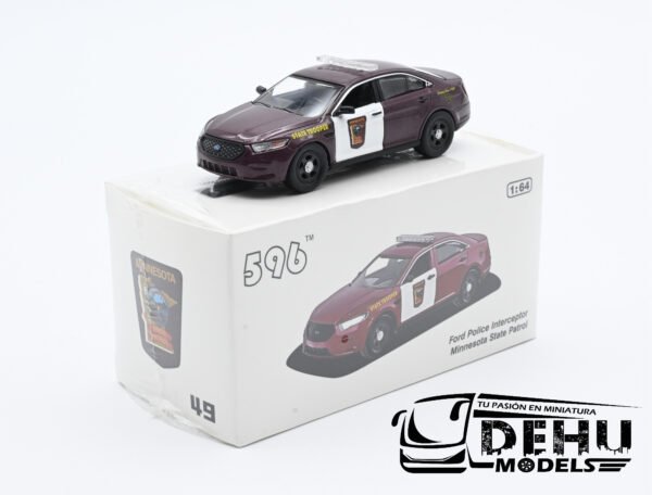 Auto a Escala 1/64 Ford Police Interceptor Sedan Minnesota State Patrol Marrón - Blanco, CBP-049 596 Model - Imagen 11