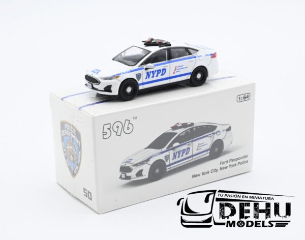 Auto a Escala 1/64 Ford Fusion Responder New York City, New York Police NYPD Blanco - Azul, CBP-050 596 Model - Imagen 11