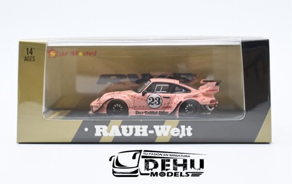 Auto a Escala 1/64 Porsche 993 RWB Rauh-Welt Begriff Aleron Corto Pink Pig Rosa - Rojo, STRPS933ABBP Star Model - Imagen 12