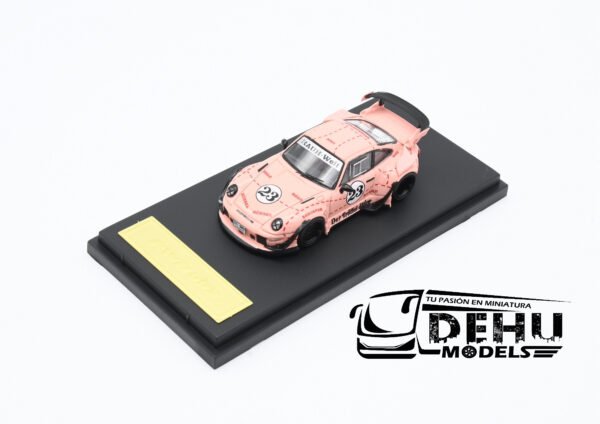 Auto a Escala 1/64 Porsche 993 RWB Rauh-Welt Begriff Aleron Corto Pink Pig Rosa - Rojo, STRPS933ABBP Star Model - Imagen 9