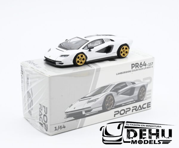 Auto a Escala 1/64 Lamborghini Countach LPI 800-4 Blanco, PR64-0117 Pop Race - Imagen 12