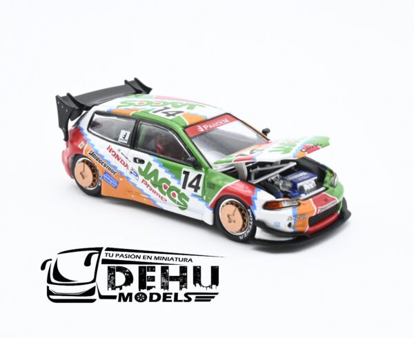 Auto a Escala 1/64 Pandem Civic EG6 Metallic JACCS Naranja - Verde - Rojo, PR64-0128 Pop Race - Imagen 6