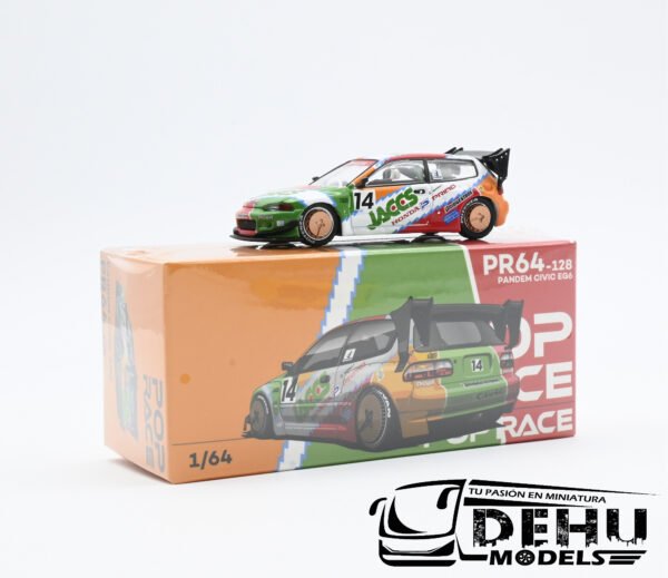 Auto a Escala 1/64 Pandem Civic EG6 Metallic JACCS Naranja - Verde - Rojo, PR64-0128 Pop Race - Imagen 12