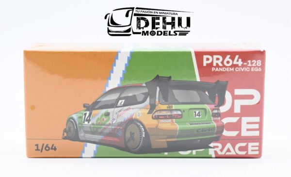 Auto a Escala 1/64 Pandem Civic EG6 Metallic JACCS Naranja - Verde - Rojo, PR64-0128 Pop Race - Imagen 13