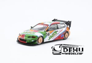 Auto a Escala 1/64 Pandem Civic EG6 Metallic JACCS Naranja - Verde - Rojo, PR64-0128 Pop Race