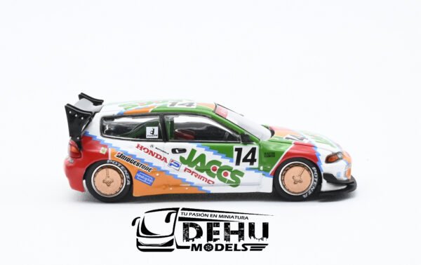 Auto a Escala 1/64 Pandem Civic EG6 Metallic JACCS Naranja - Verde - Rojo, PR64-0128 Pop Race - Imagen 4