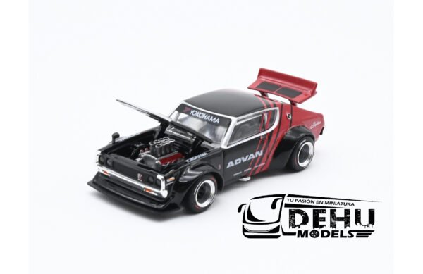 Auto a Escala 1/64 Skyline KPGC110 Kenmeri ADVAN Negro - Rojo, PR64-0199 Pop Race - Imagen 7