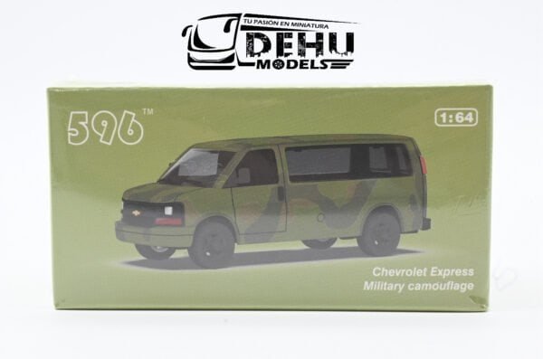 Camioneta a Escala 1/64 Chevrolet Express Militar Camuflaje Militar Verde - Camuflaje, CBP-056 596 Model - Imagen 11