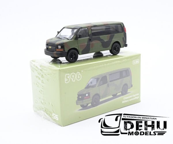 Camioneta a Escala 1/64 Chevrolet Express Militar Camuflaje Militar Verde - Camuflaje, CBP-056 596 Model - Imagen 10