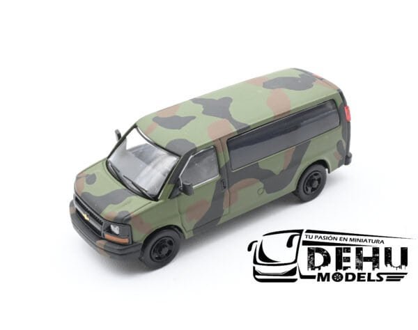 Camioneta a Escala 1/64 Chevrolet Express Militar Camuflaje Militar Verde - Camuflaje, CBP-056 596 Model - Imagen 9