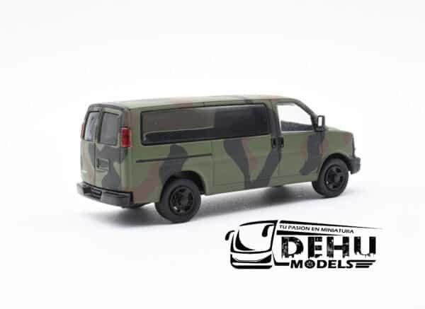 Camioneta a Escala 1/64 Chevrolet Express Militar Camuflaje Militar Verde - Camuflaje, CBP-056 596 Model - Imagen 5