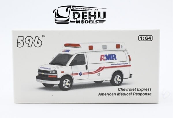 Camioneta a Escala 1/64 Chevrolet Express American Medical Response Blanco - Rojo - Azul, CBP-058 596 Model - Imagen 11