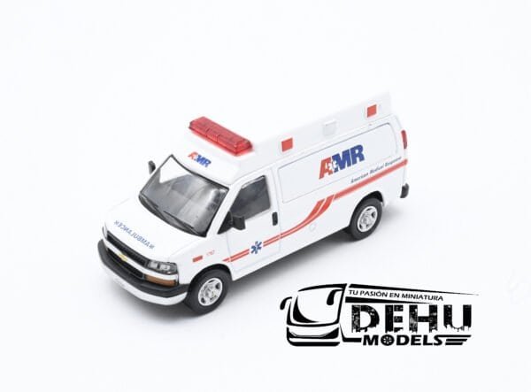 Camioneta a Escala 1/64 Chevrolet Express American Medical Response Blanco - Rojo - Azul, CBP-058 596 Model - Imagen 9