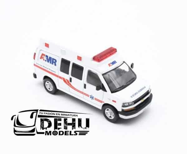 Camioneta a Escala 1/64 Chevrolet Express American Medical Response Blanco - Rojo - Azul, CBP-058 596 Model - Imagen 2