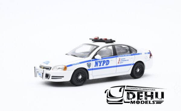 Auto a Escala 1/64 Chevrolet Impala New York City NY Police Blanco - Azul, CBP-059 596 Model