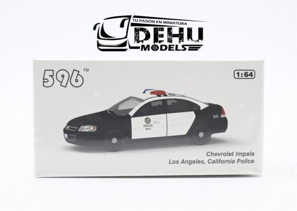 Auto a Escala 1/64 Chevrolet Impala Los Angeles, California Police Negro - Blanco, CBP-060 596 Model - Imagen 11