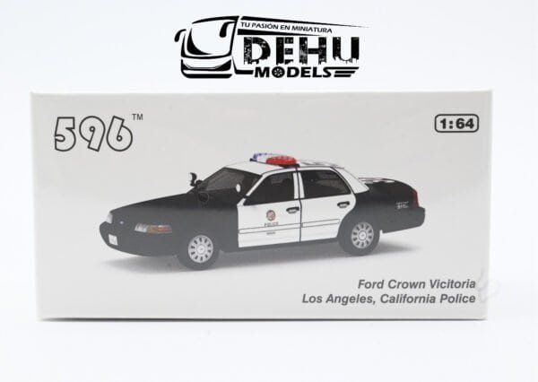 Auto a Escala 1/64 Ford Crown Victoria Los Angeles, California Police Negro - Blanco, CBP-067 596 Model - Imagen 11