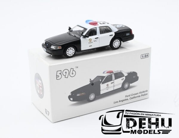Auto a Escala 1/64 Ford Crown Victoria Los Angeles, California Police Negro - Blanco, CBP-067 596 Model - Imagen 10
