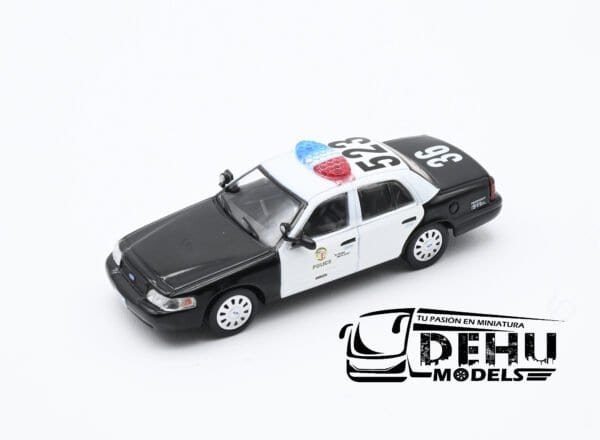 Auto a Escala 1/64 Ford Crown Victoria Los Angeles, California Police Negro - Blanco, CBP-067 596 Model - Imagen 9