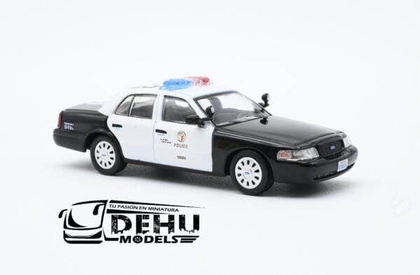 Auto a Escala 1/64 Ford Crown Victoria Los Angeles, California Police Negro - Blanco, CBP-067 596 Model - Imagen 3
