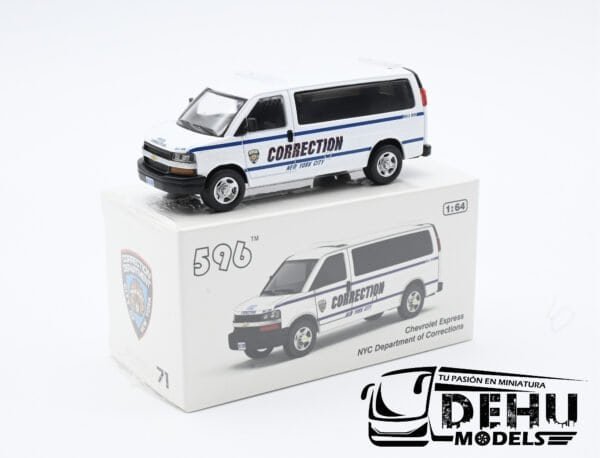 Camioneta a Escala 1/64 Chevrolet Express NYC Department of Corrections Blanco - Azul, CBP-071 596 Model - Imagen 10