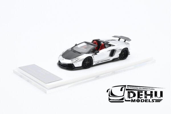 Auto a Escala 1/64 Lamborghini Aventador LP700-4 LBWK Liberty Walk Gris-Negro, LAAVLLBWGRNE Rhino Model