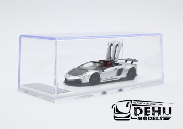 Auto a Escala 1/64 Lamborghini Aventador LP700-4 LBWK Liberty Walk Gris-Negro, LAAVLLBWGRNE Rhino Model - Imagen 11