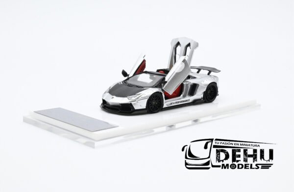 Auto a Escala 1/64 Lamborghini Aventador LP700-4 LBWK Liberty Walk Gris-Negro, LAAVLLBWGRNE Rhino Model - Imagen 8