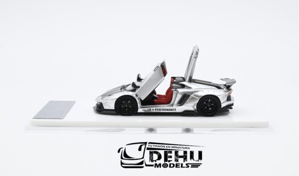 Auto a Escala 1/64 Lamborghini Aventador LP700-4 LBWK Liberty Walk Gris-Negro, LAAVLLBWGRNE Rhino Model - Imagen 7