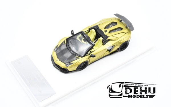 Auto a Escala 1/64 Lamborghini Aventador LP700-4 LBWK Liberty Walk Oro-Negro, LAAVLLBWORNE Rhino Model - Imagen 15